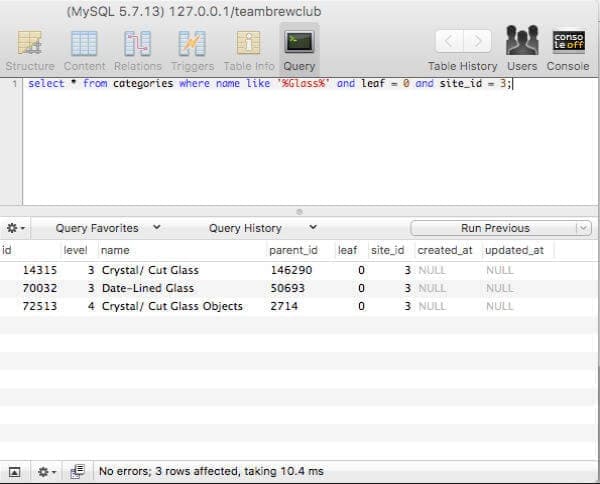 A MySQL tool, running a query